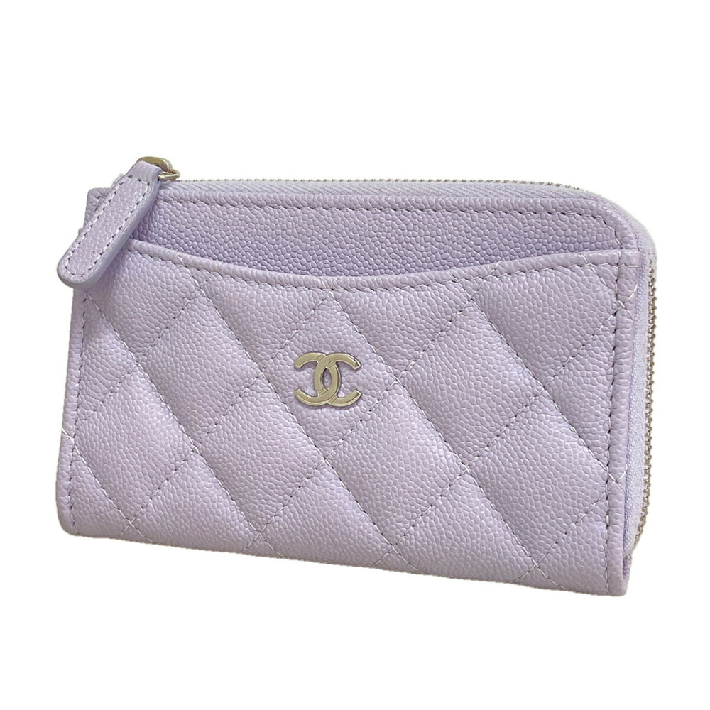 CHANEL Purple Caviar Leather Wallet